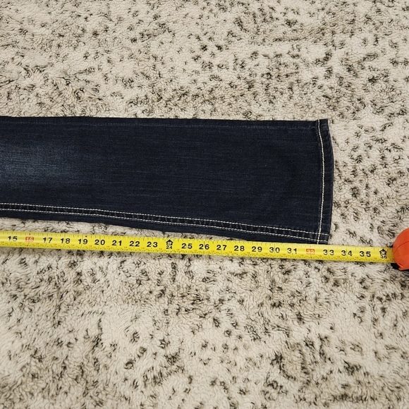 Grace SZ 27 Y2K Med Wash Low Rise Embellished Boot Cut Biker Rodeo Denim Jeans - Picture 9 of 11